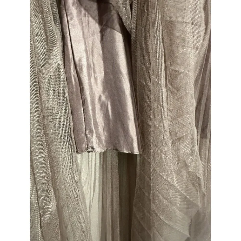 Silvian Heach Sheer‎ Long Skirt Lined Pleated Women’s Size Small Dark Tan
